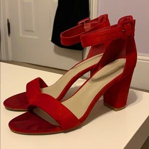 Red chunky heels